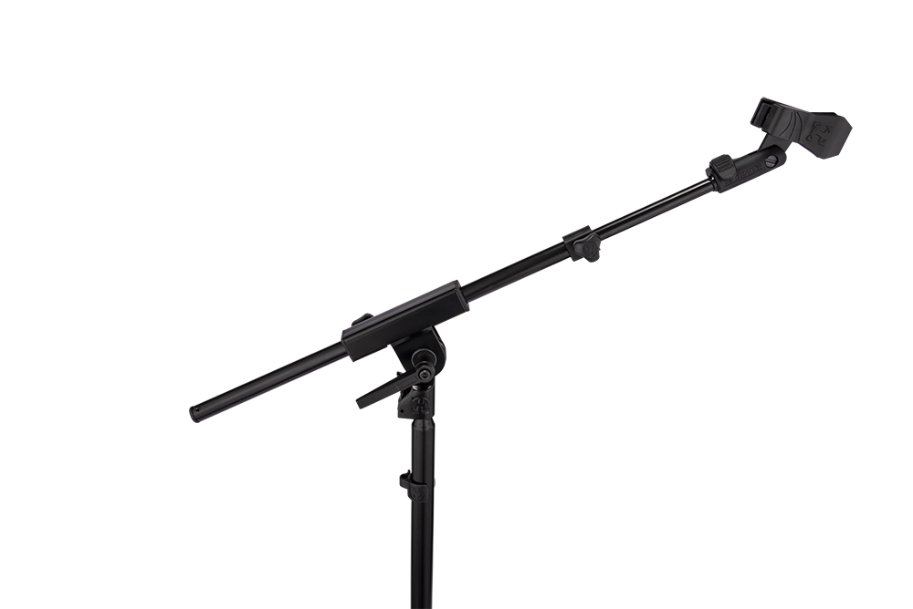 LOW PROFILE TRIPOD MICROPHONE STAND WITH TELESCOPIC BOOM ARM
