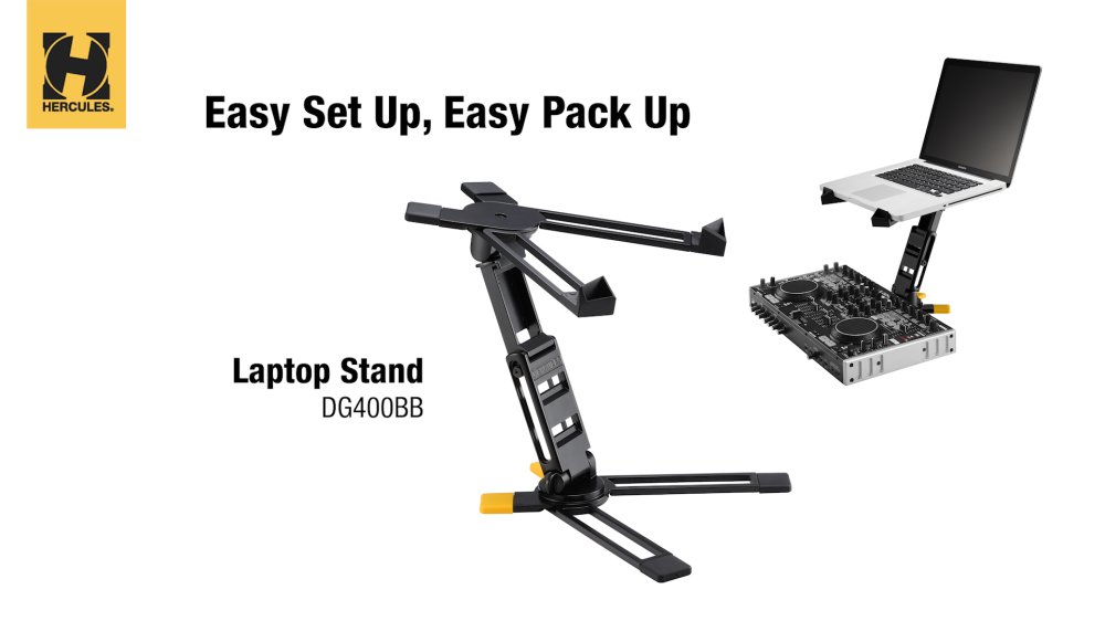 Hercules DG400BB Laptop Stand Easy Set Up Easy Pack Up!
