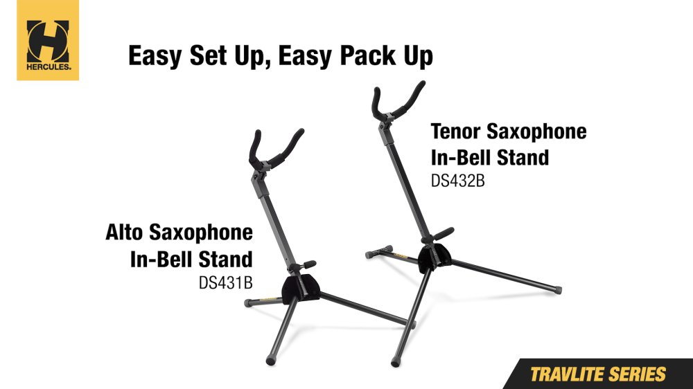 Hercules DS431B/DS432B Alto/Tenor Saxophone Stand Easy Set Up Easy Pack Up!